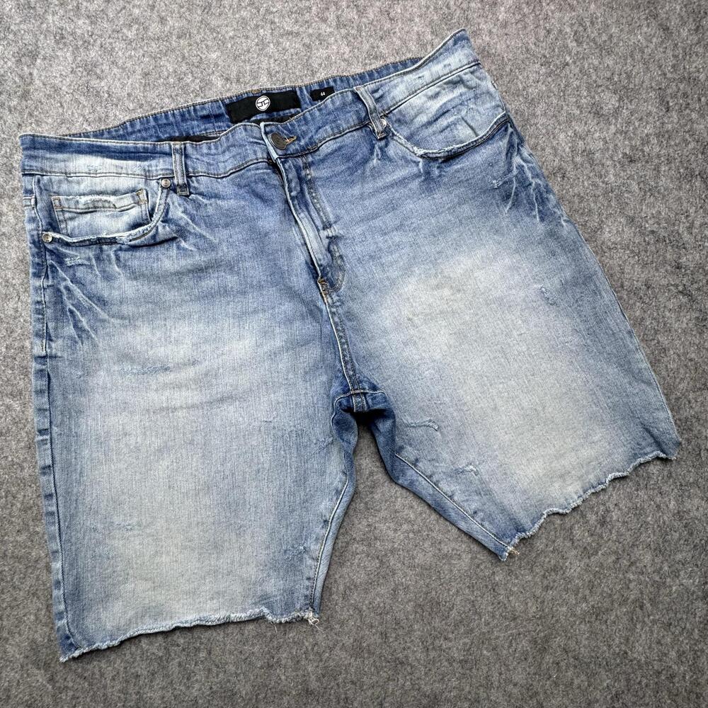 Jordan Craig Shorts Mens 44 Blue Denim Bermuda Distressed Raw Hem Relaxed Fit